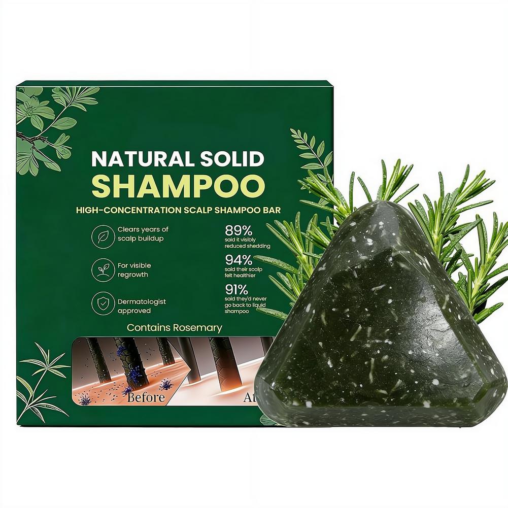 Bar Soap Shampoo Solid - Natürlicher Rosmarin-Shampoo-Riegel gegen Haarausfall, Haarwuchs-Seife, Tiefenreinigung