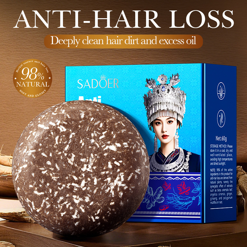 Bar Soap Shampoo Solid - Orientalische Hmong Traditionelle Anti-Haarausfall- und Anti-Schuppen-Festshampoo-Seife
