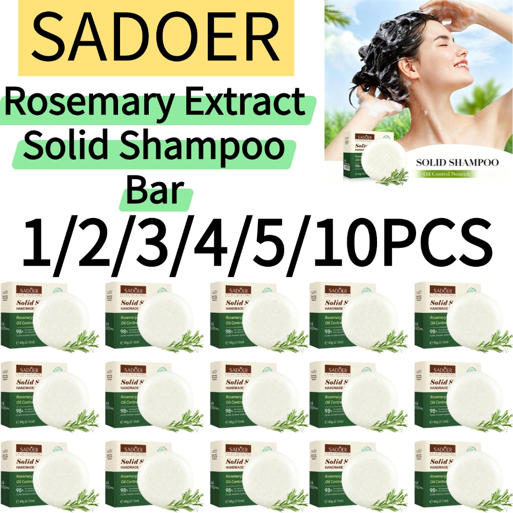 Bar Soap Shampoo Solid - SADOER 1/2/3/4/5/10 Stück Rosmarin-Extrakt Festes Shampoo,